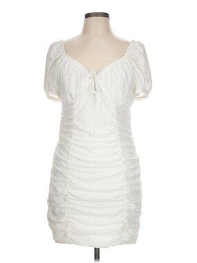 Divided By H&M White Eyelet Puff-Sleeve Dress, Size XXL